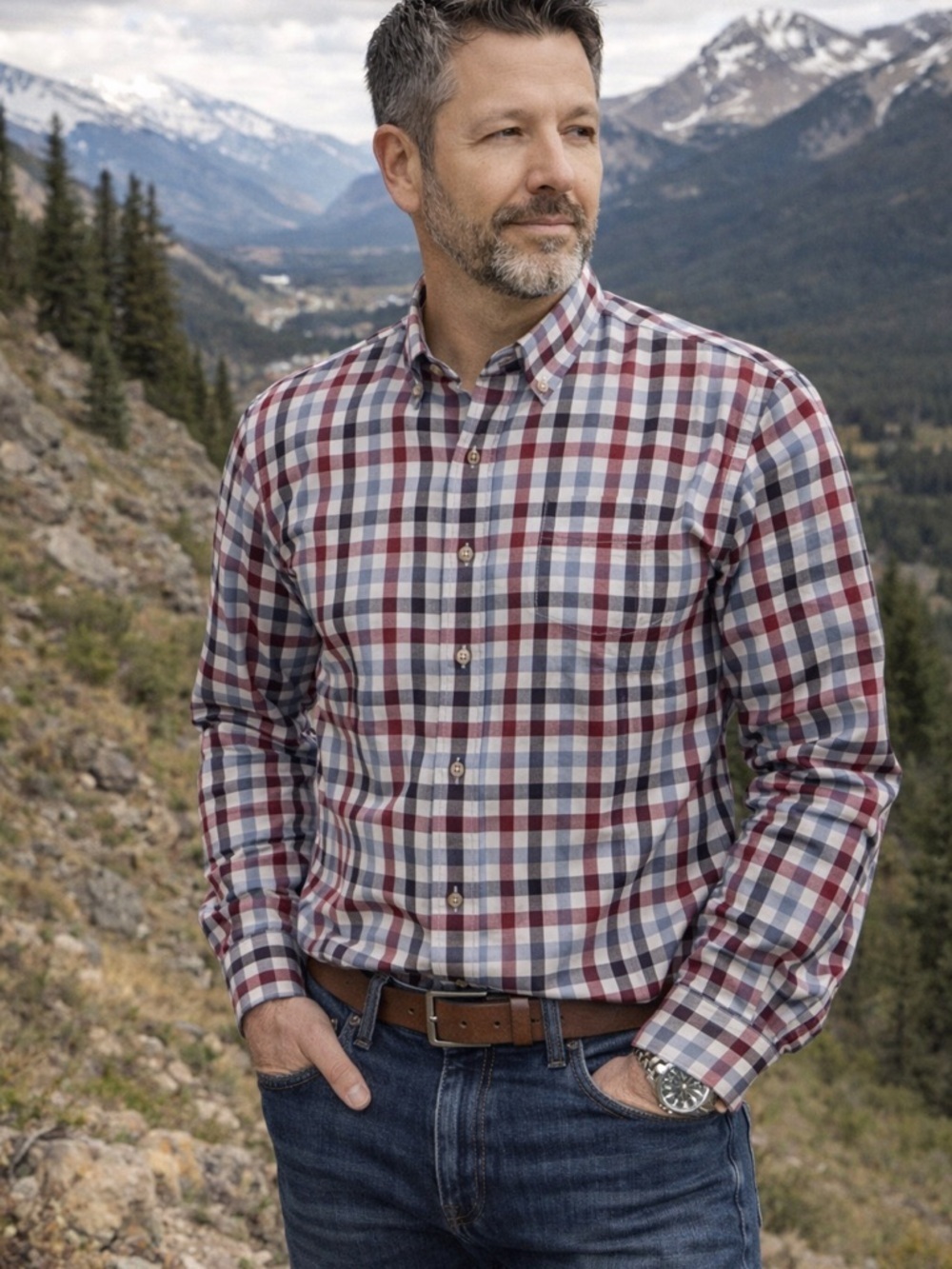 The North Face check button down.
